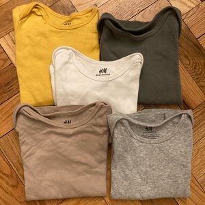 H&M Baby Organic Cotton Long Sleeve Shirts- Set of 5